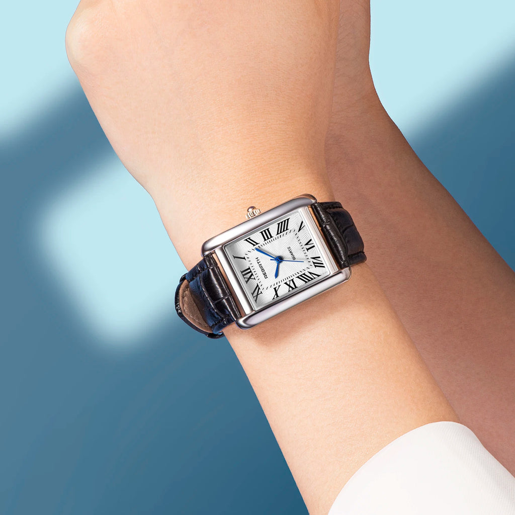 REBIRTH 002 Elegant Women's Quartz Watch Simple Square Dial Leather Strap Waterproof Women's Business Watches relojes de mujer