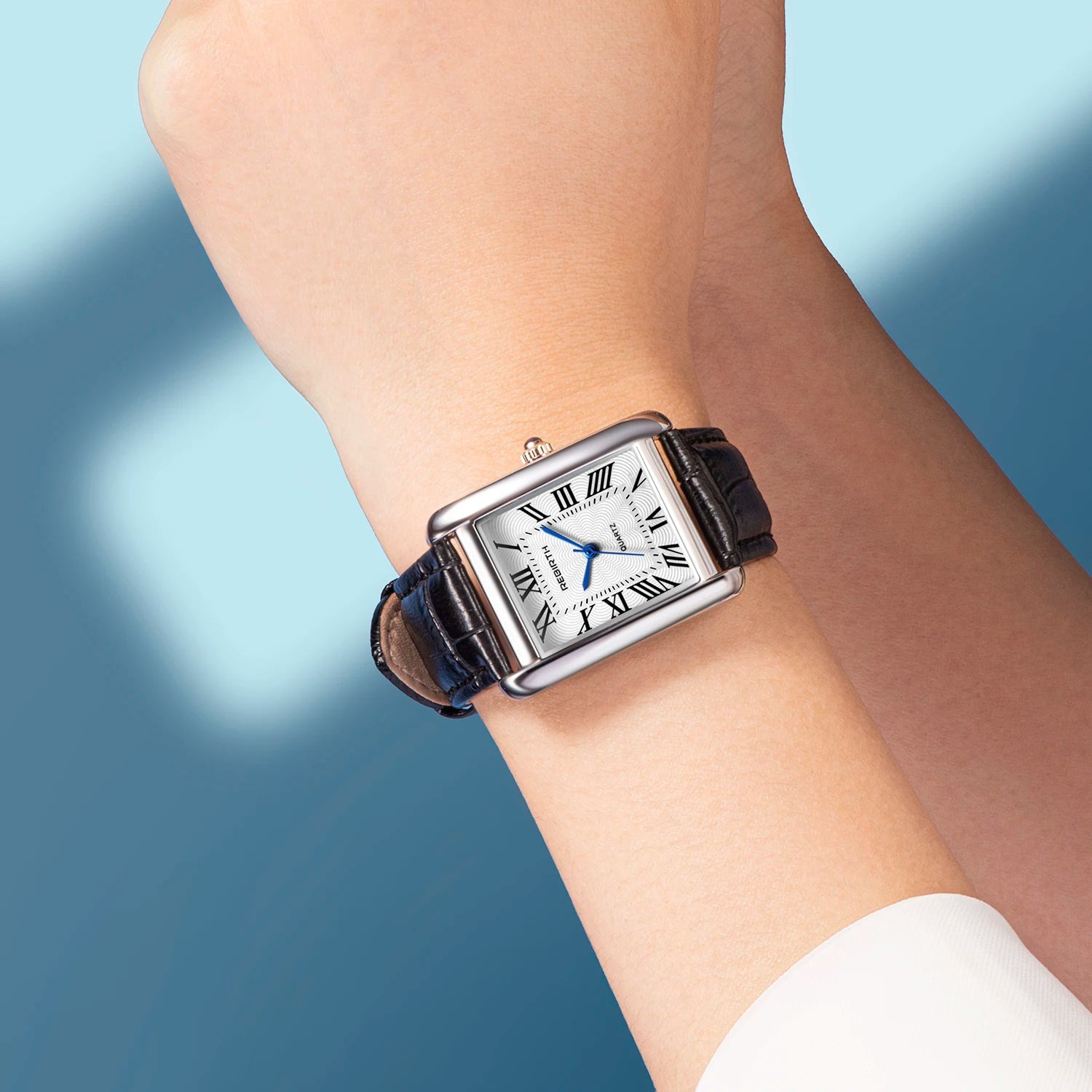 REBIRTH 002 Elegant Women's Quartz Watch Simple Square Dial Leather Strap Waterproof Women's Business Watches relojes de mujer