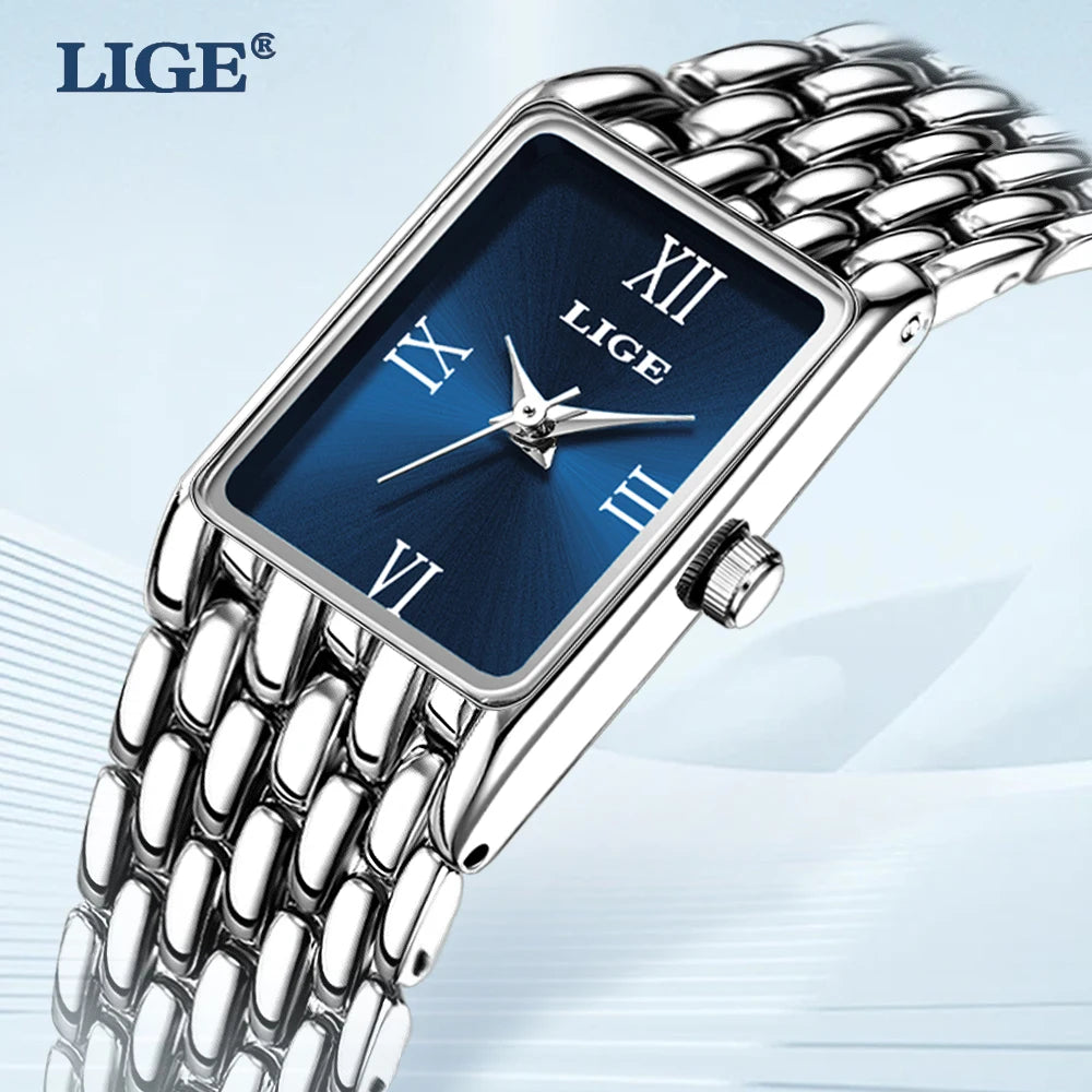 New LIGE Quartz Women Watches For Couples Stainless Steel Business Men's Clock Casual Minimalist Women Gift Watch Pareja Regalo