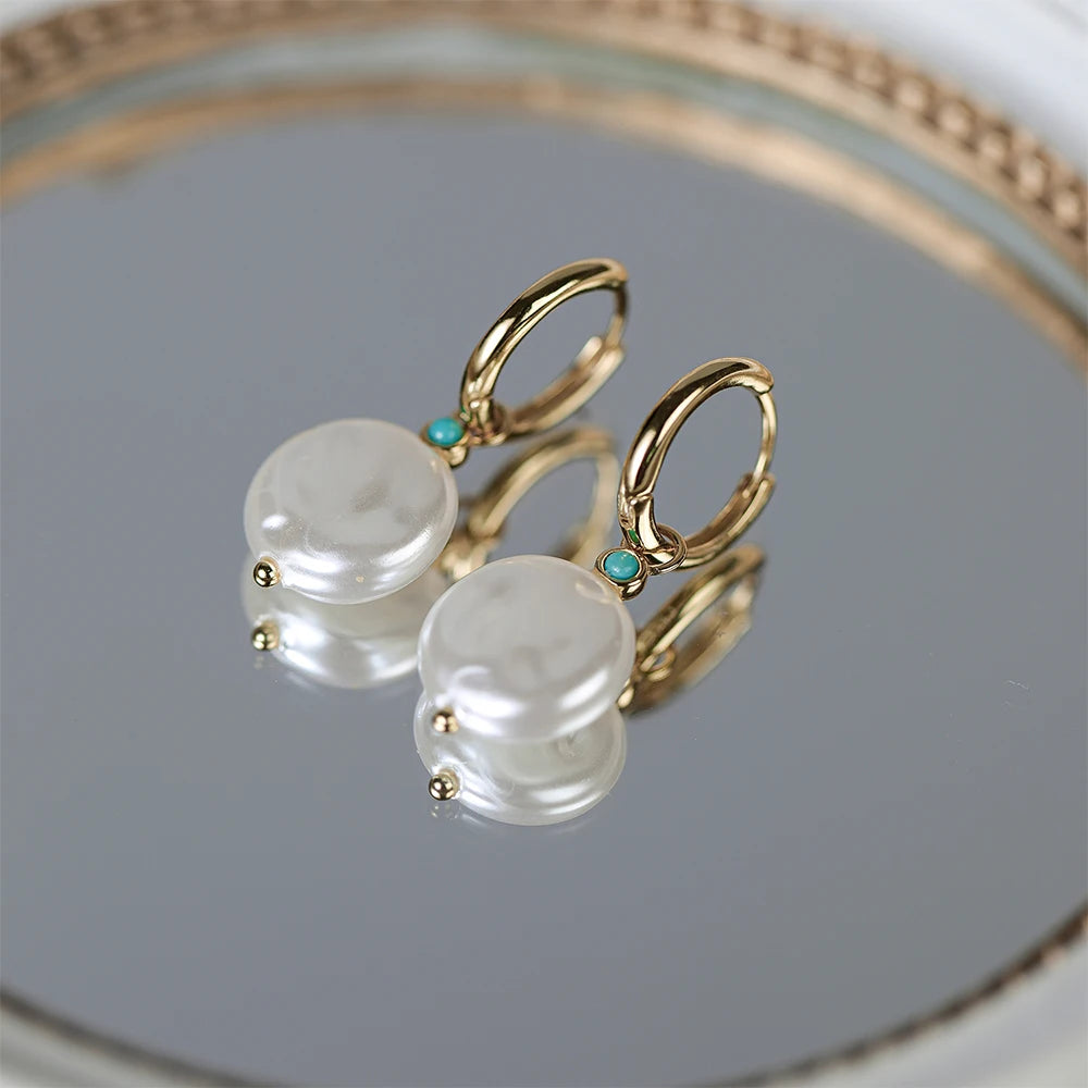 AIDE 925 Sterling Silver Vintage Baroque Pearl Circle Ear Buckles Piercing Huggie Earring For Women Jewelry Brinco Bijou Joyero
