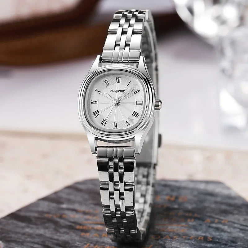 New Small Watch for Women Stainless Steel Oval Dial Student Exam Watch Simple Design Luxury Gift Wristwatches Dropshipping Clock
