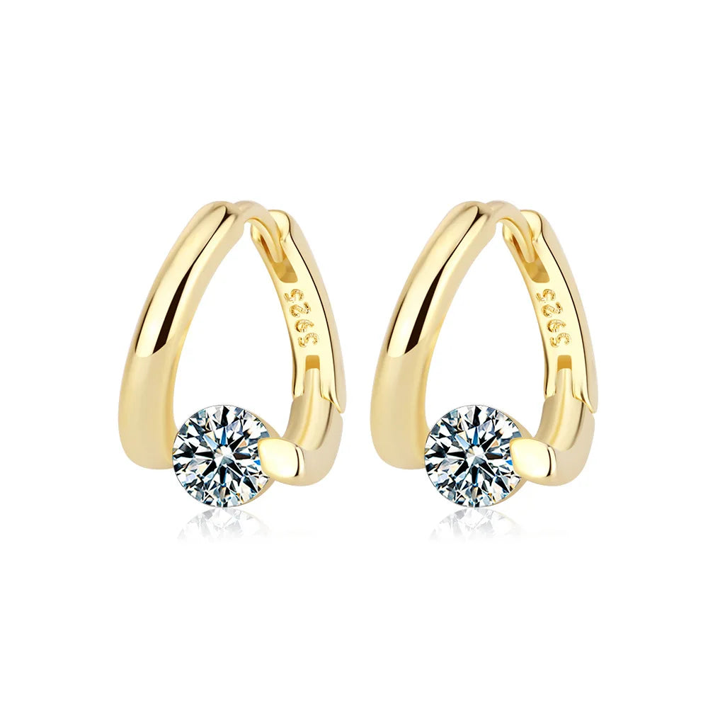 2023 New Sterling Silver 925 Huggies Earrings Small Round Zircon Rhinestones Hoop Earrings Women's Hot Fashion Jewelry Gifts