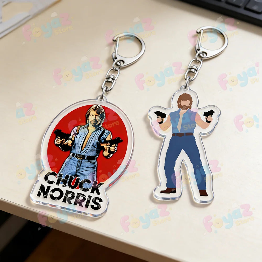 Funny Chuck Norris Actor Keychains for Accessories Bag Charm Meme Keyrings Jewelry Friends Birthday Gifts