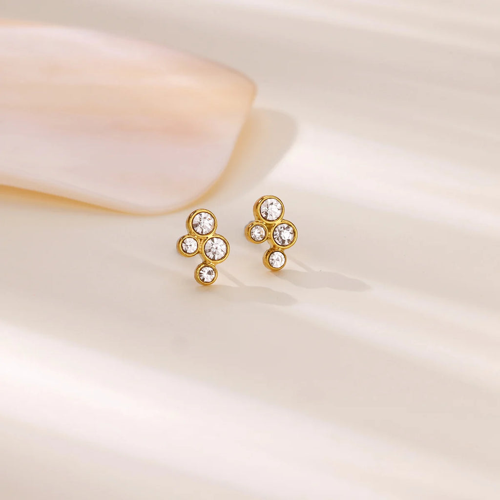 Cute Small Zircon Stud Earrings For Women Girls Gold Color Stainless Steel Earrings Wedding Jewelry Gifts aretes aros mujer