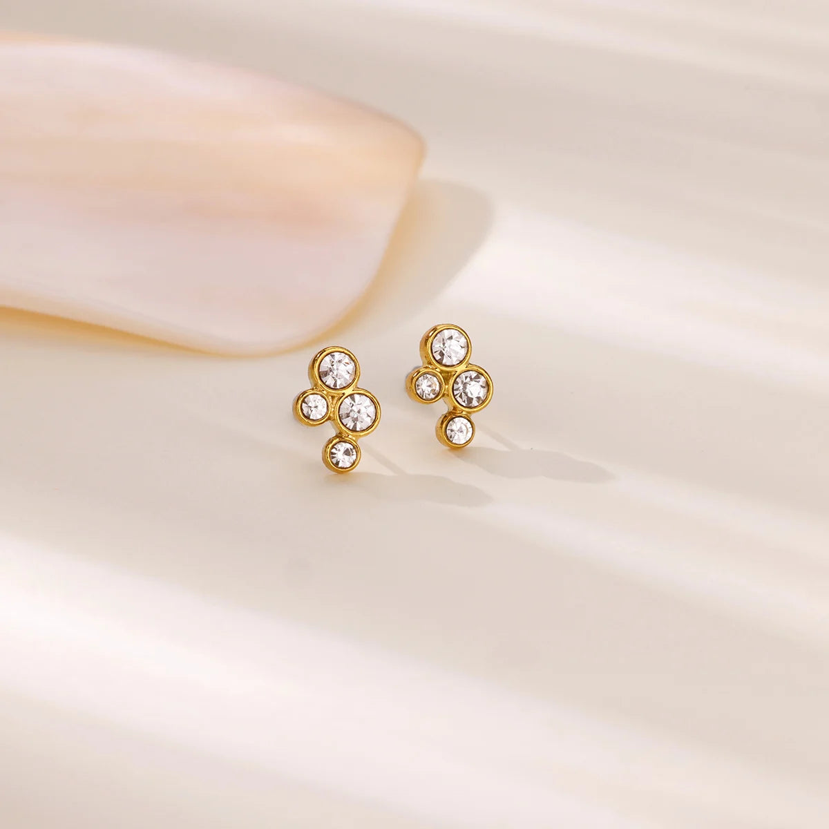 Cute Small Zircon Stud Earrings For Women Girls Gold Color Stainless Steel Earrings Wedding Jewelry Gifts aretes aros mujer