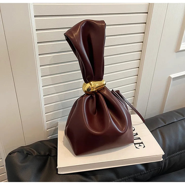Personalized Soft Leather Clutch Bag Luxury Designer Women Pleated Mini Bucket Pouch Temperament Side Zipper Party Evening Bags