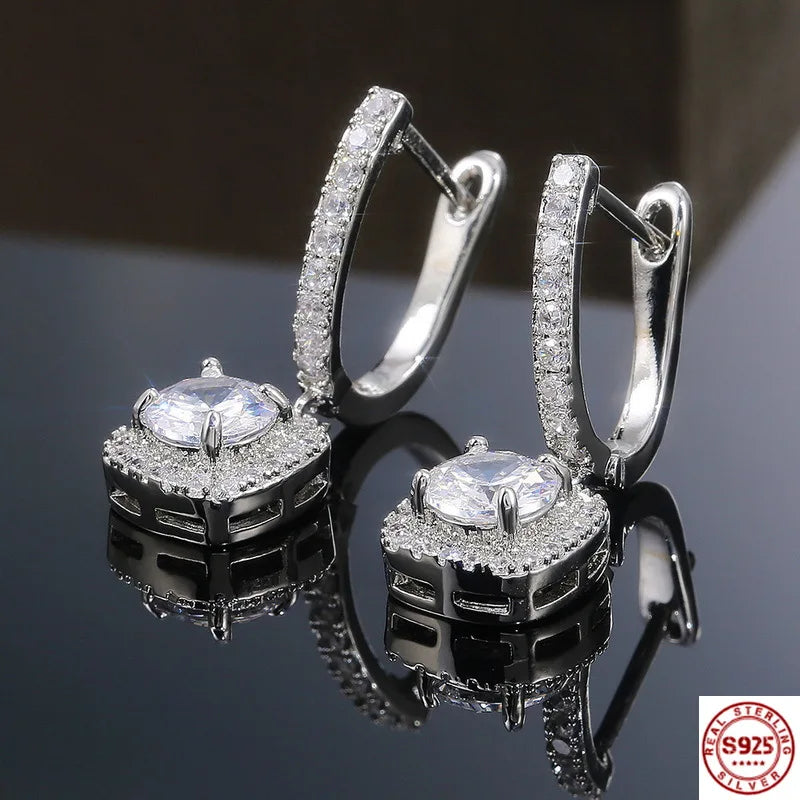2CT Moissanite Huggie Hoop Earring for Women Lab Created Diamond 925 Sterling Silver Dainty Hoop Dangle Earring Fine Jewelry