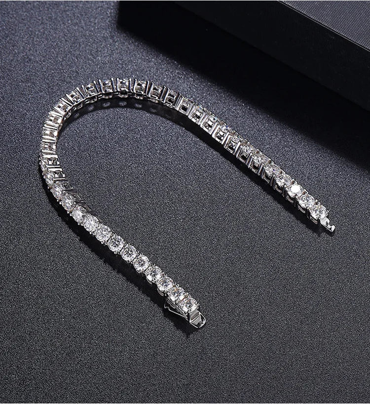 Factory Price Unisex Hip Hop Moissanite Tennis Chain for Women S925 Sterling Silver Gold Man Bracelet Hiphop Jewelry
