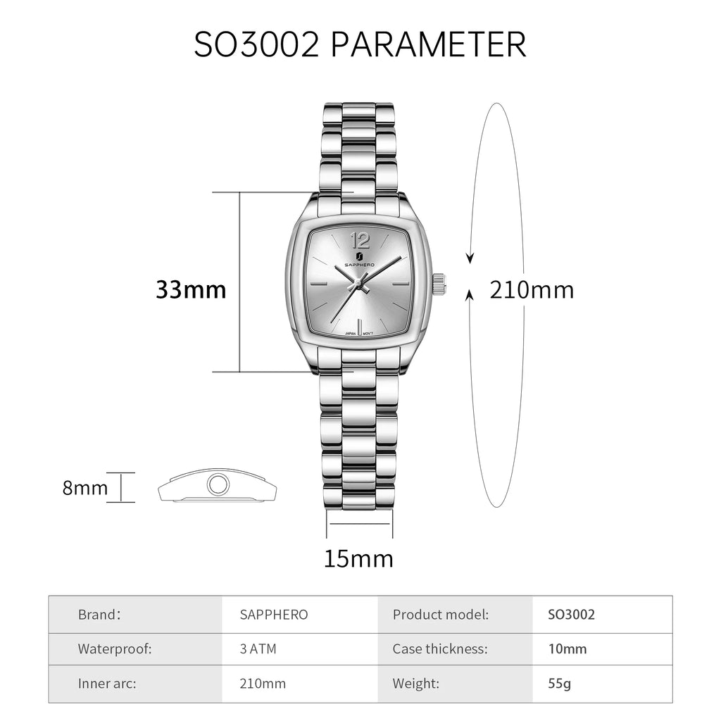 SAPPHERO Elegant Women's Watch Luxury Ultra Thin Stainless Steel Quartz Watch Light Luxury Waterproof Watch Sports Wrist Watch