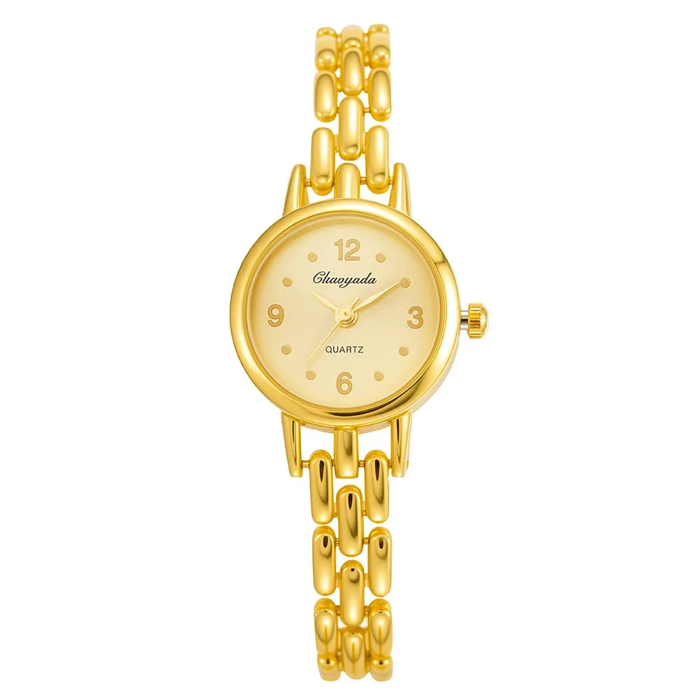 Fashion Quartz Watch for Women Luxury Gold Small Dial Ladies Bracelet Watch Alloy Strap Simple Elegant Women Watch montre femme