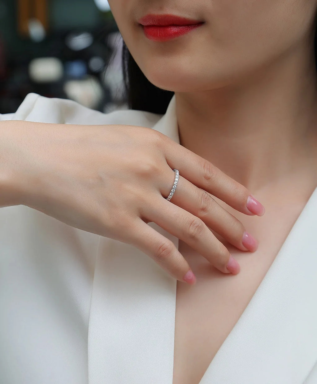 D Color Women Moissanite Ring s925 Silver Round Cut Moissanite Row Rings for Women Luxury Women Full Moissanite Ring
