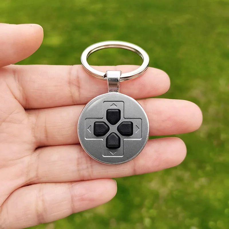 Game Controller Keychain Pendant Hip Hop Old Video Game Controller Picture Handmade Glass Cabochon Keychains Key Ring for Friend