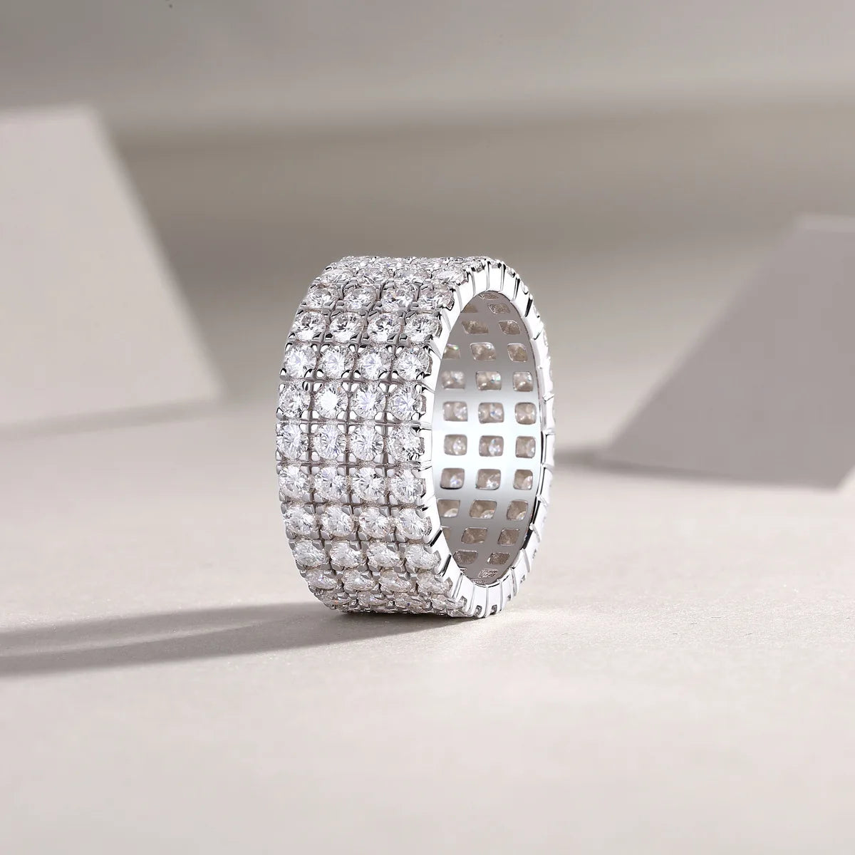 D Color Women Moissanite Ring s925 Silver Round Cut Moissanite Row Rings for Women Luxury Women Full Moissanite Ring
