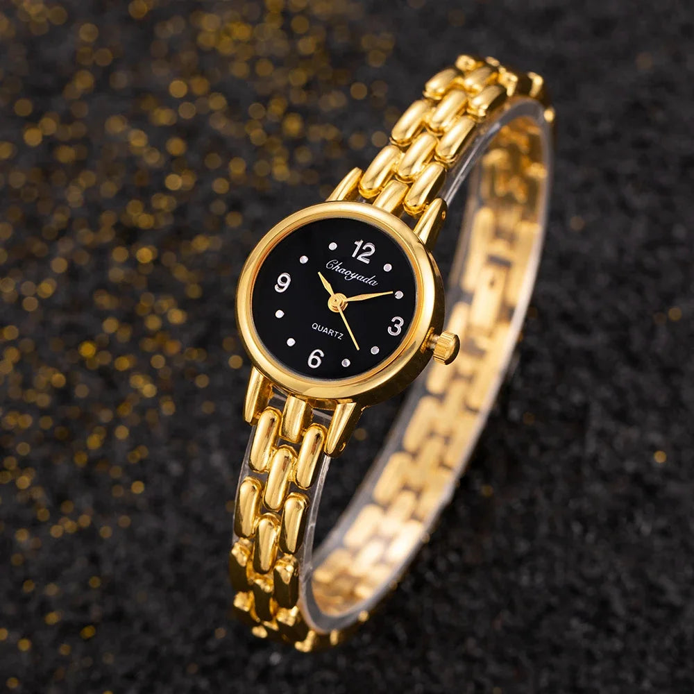 Fashion Quartz Watch for Women Luxury Gold Small Dial Ladies Bracelet Watch Alloy Strap Simple Elegant Women Watch montre femme
