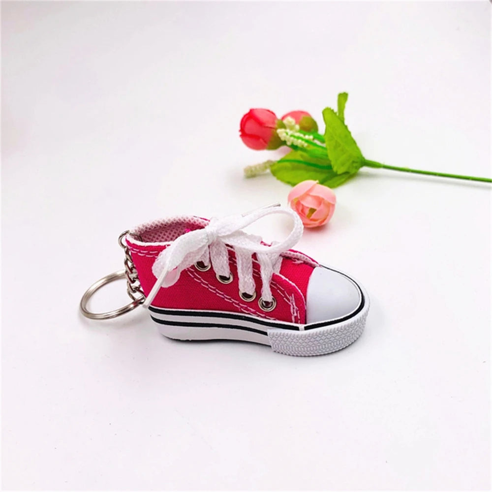 Mini High-top Canvas Shoes Keychains Women Creative Bag Hanging Sneaker Key Ring Car Key Holder Students Fun Gifts Accessories