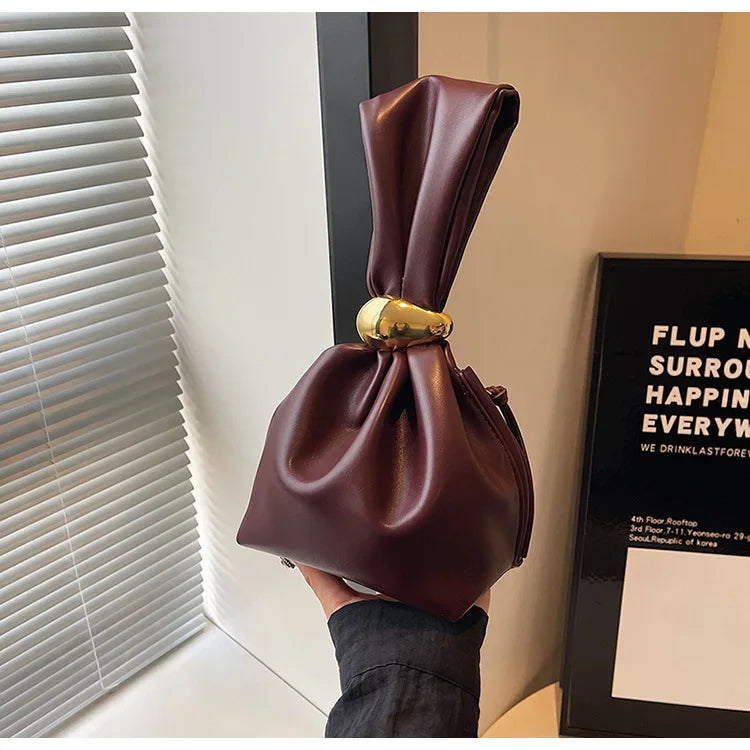 Personalized Soft Leather Clutch Bag Luxury Designer Women Pleated Mini Bucket Pouch Temperament Side Zipper Party Evening Bags