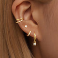 4PCS Trendy Gold Color Huggie Hoop Earrings Set for Women Tiny CZ Ear Cuff Studs Hypoallergenic Cartilage Piercing Jewelry