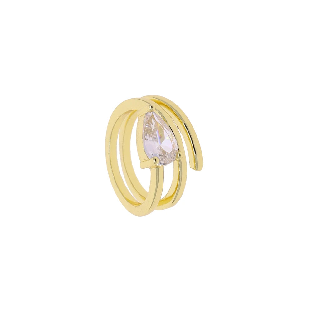 Open Adjusted Size 4 Triple Wrap Pink Finger Ring For Women Paved Sparking Bling 5A CZ Jewelry