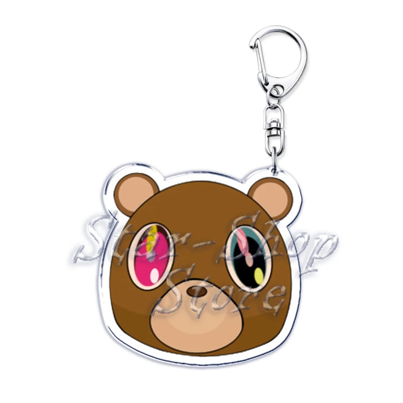 Popular Rapper YE Keychains for Accessories Bag Graduation Kanye Dropout Bear Key Chain Keyring Jewelry Fans Friends West Gifts