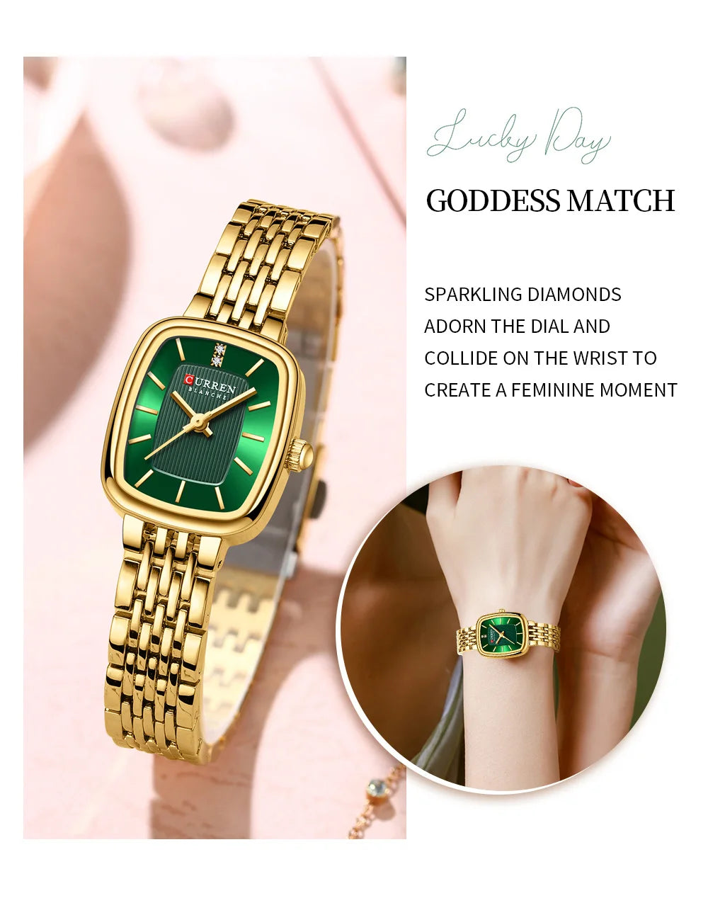CURREN 9093 Women's Square Waterproof Watch; Simple Casual Women's Watch; Fashionable Women's Watch Ladies' wristwatch