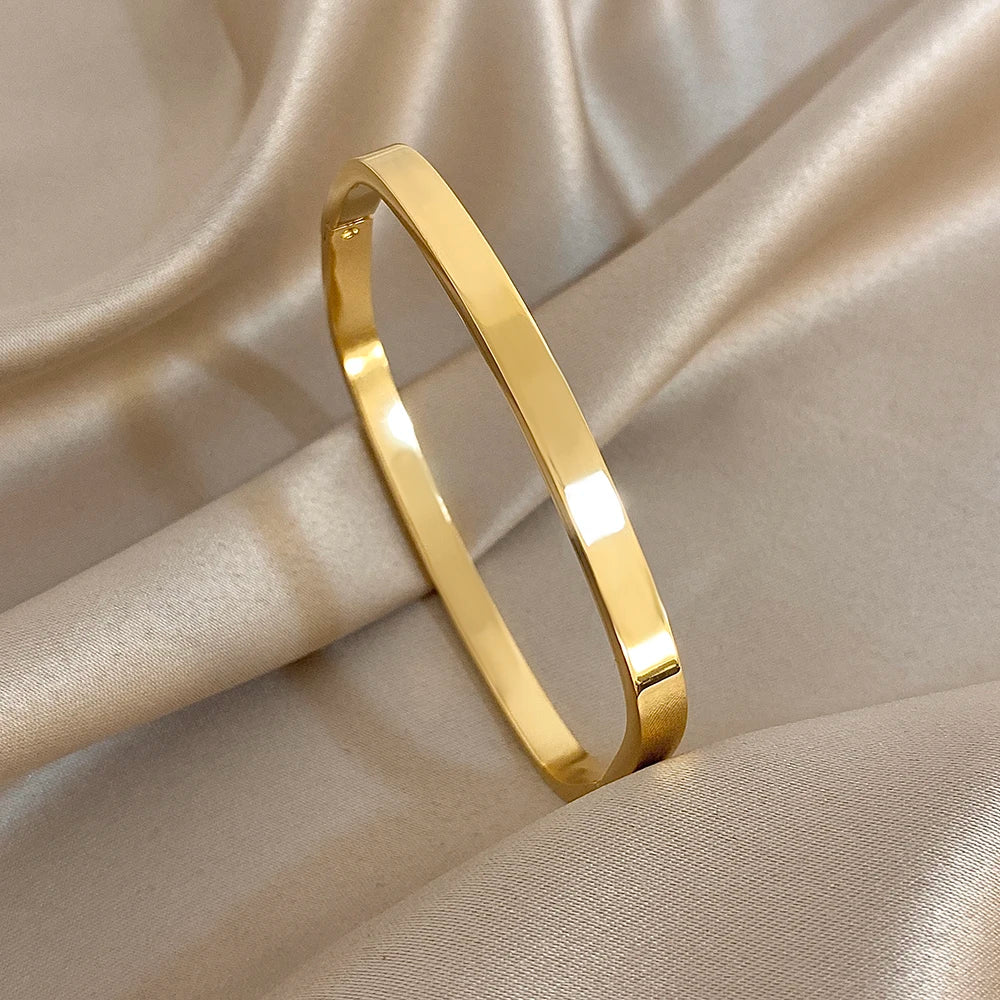 Greatera 5/8mm Wide Bracelet Square Adjustable Delicacy Original Design Stainless Steel Popular Men Women's Bangle Jewelry Gift