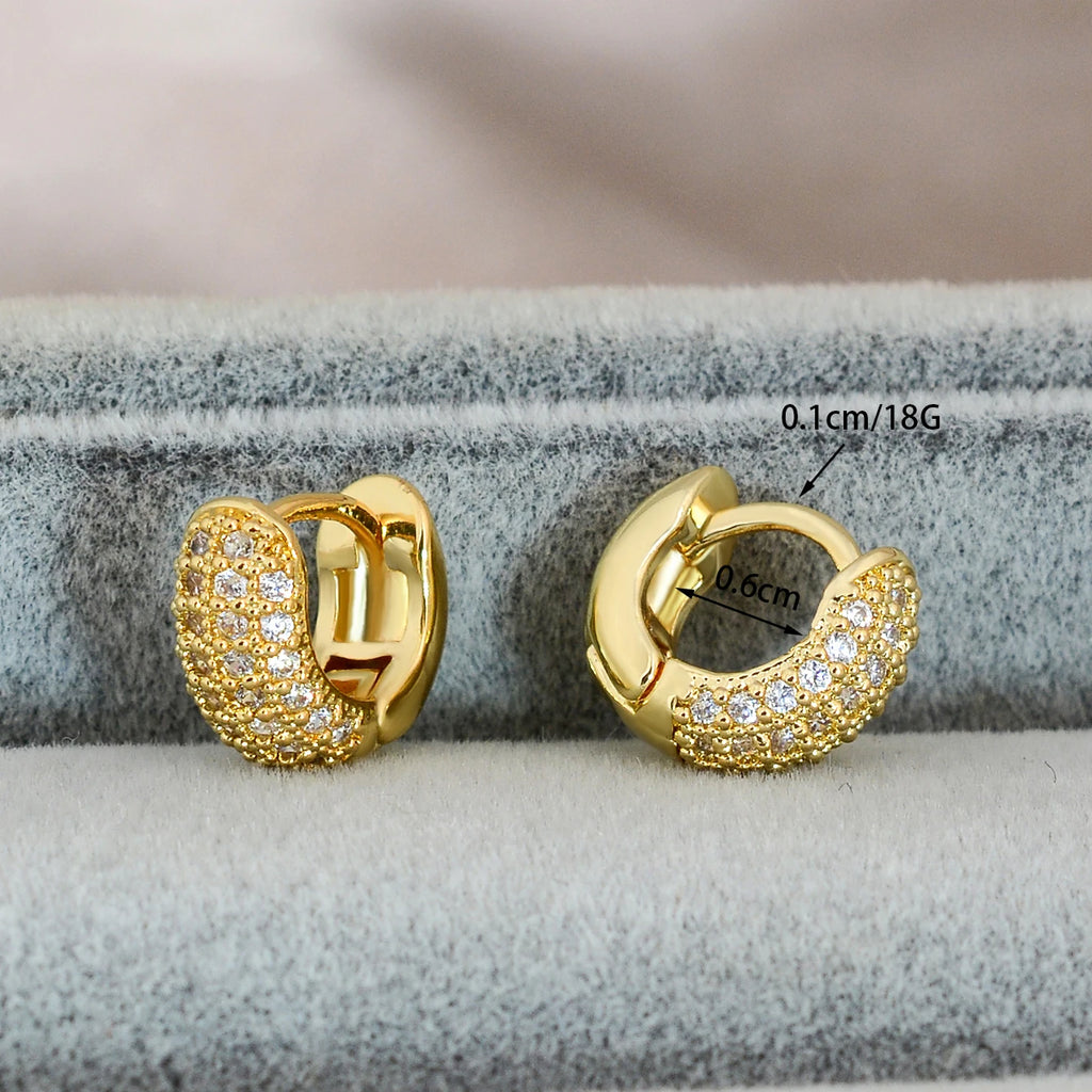 Fashion Silver Color Round Huggies Hoop Earrings for Women 4 Row Crystal Cubic Zirconia Statement Female Earrings Trends Jewelry