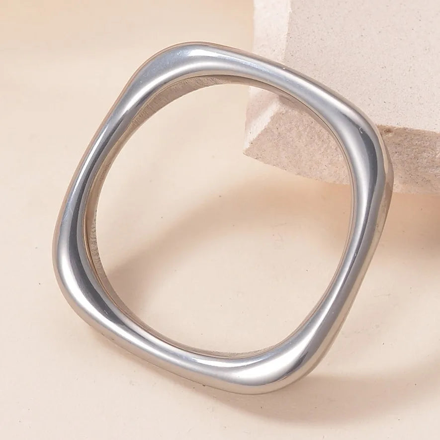 Trendy Dainty Square Ring Women Stainless Steel Geometric Thin Design Gold Silver Color Fashion Jewelry Gifts