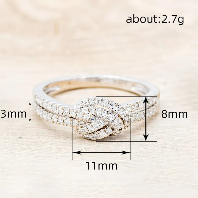 Huitan Novel Knot Design Cubic Zirconia Crystal Rings for Women Silver Color Luxury Trendy Female Accessory Wedding Band Jewelry