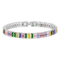 JewelryTop 925 Sterling Silver Bracelet Chain Light Luxury Color Crystal Hand Jewelry For Women Charm Wedding Gift Party 18cm