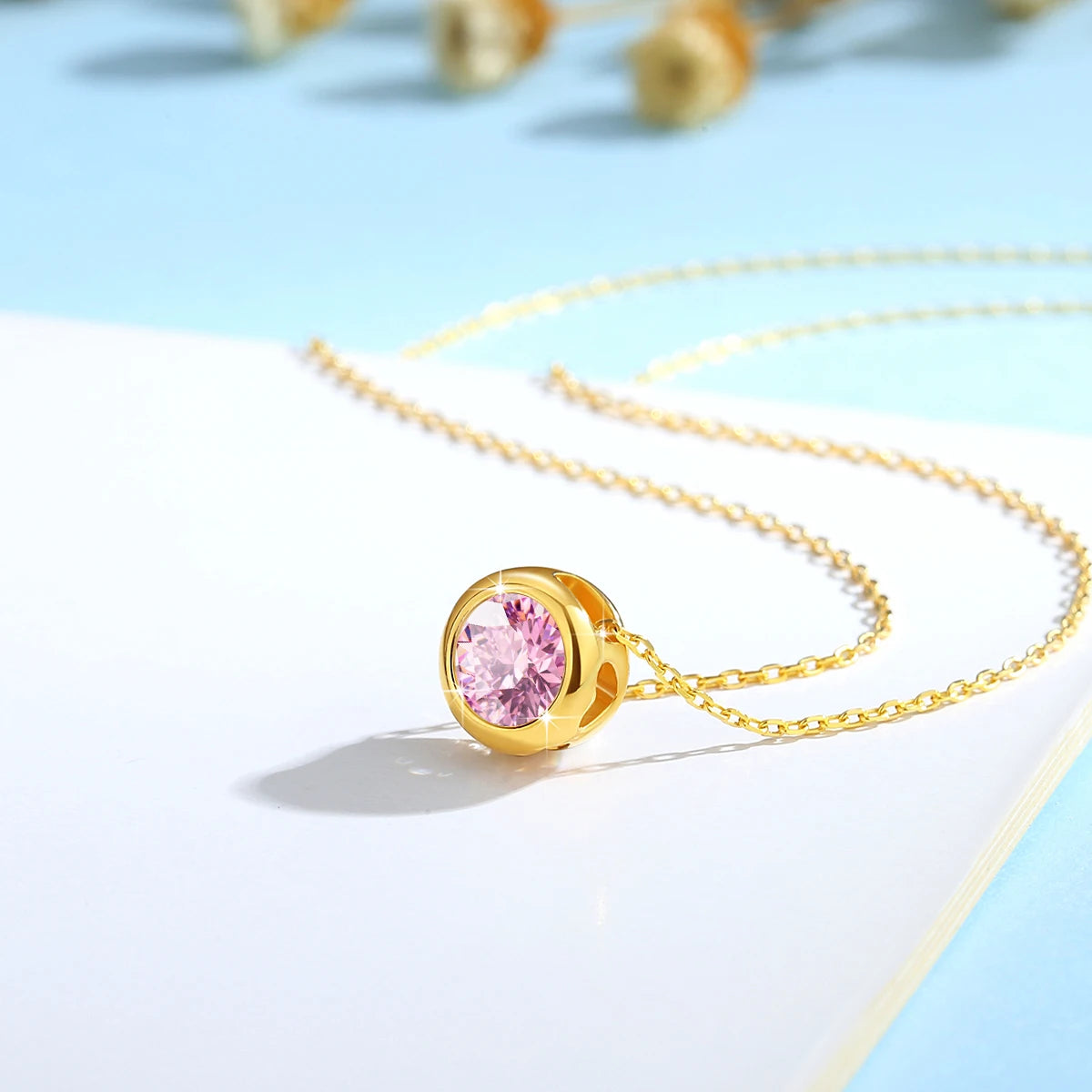 Real 18k Gold Necklace GRA Pink Moissanite Diamond Pendant 0.5ct/1ct Pure AU750 Fine Jewelry Wedding Anniversary Gift for Women