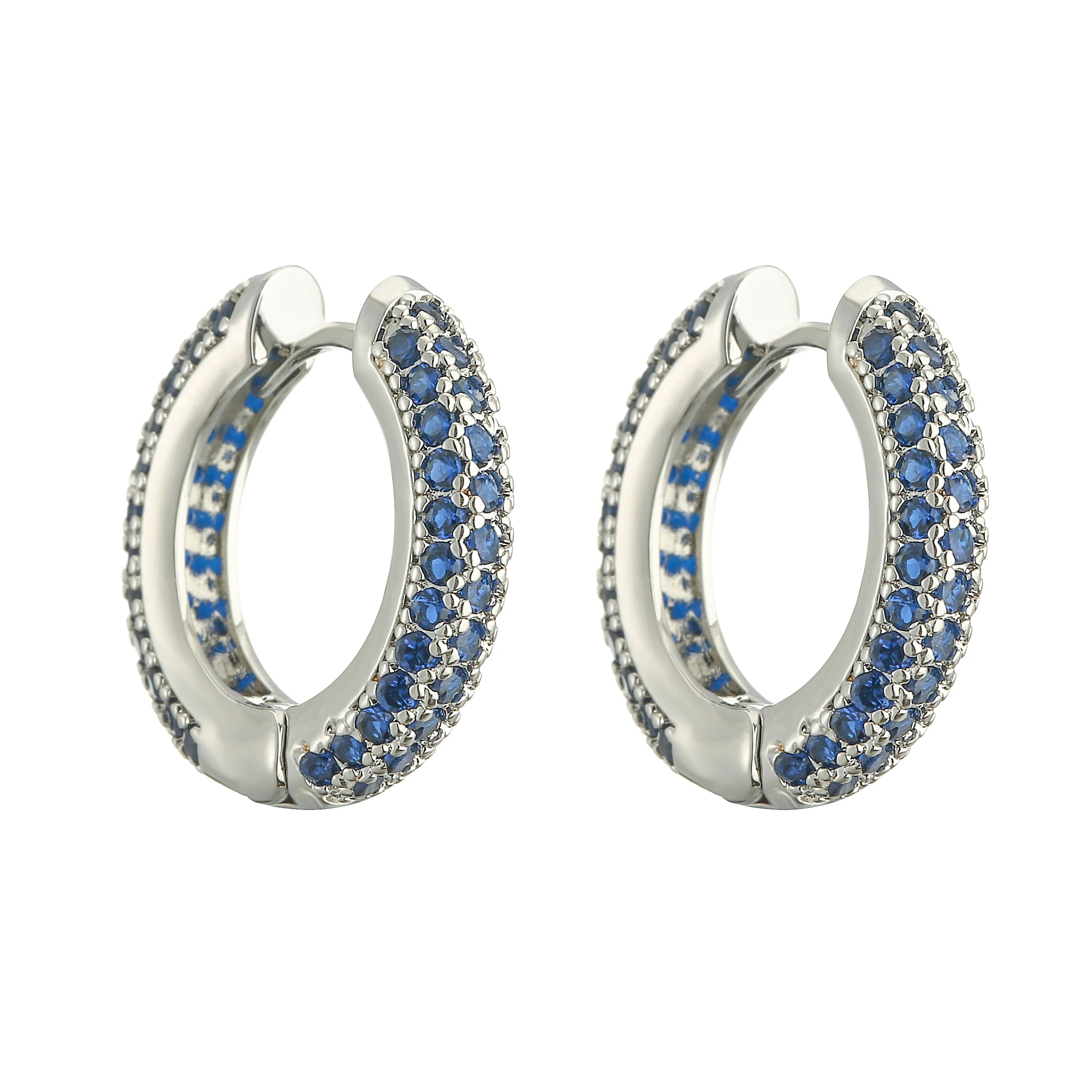 18K Gold Plated Brass Huggie Earrings with CZ Zircon Thin Ear Hoops Earring for Women Round Colorful Earring Piercing