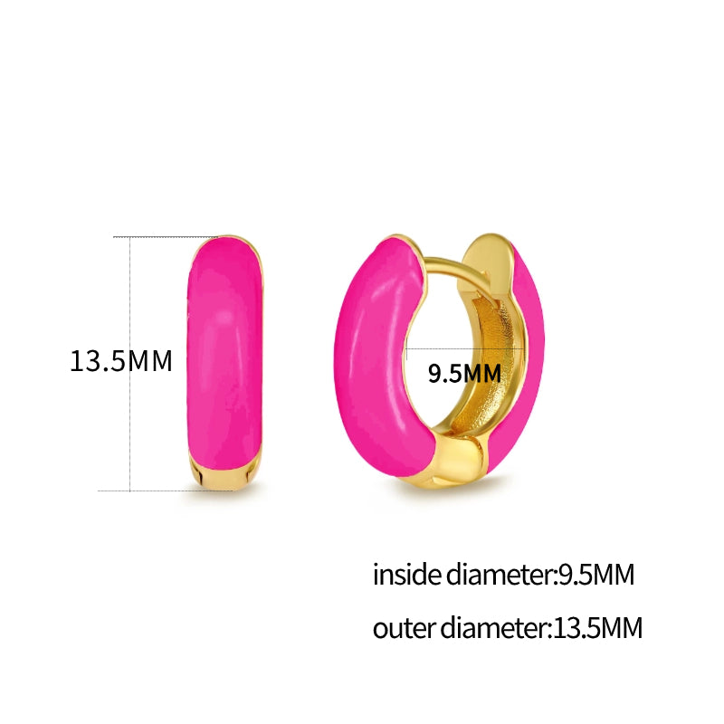 Single Colorful Enamel Women Round Earring Huggie Ear Hoop 2025 New Trend White Orange Green Pendientes Aretes Jewelry Wholesale