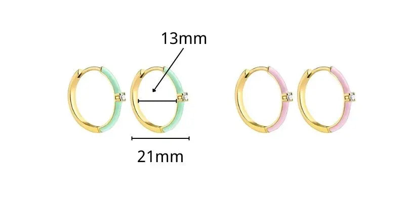 Multicolour Enamel Hoop Earrings for Women 925 Silver Needle Candy Color Huggie Earrings Trendy Party Girls Jewelry Gift