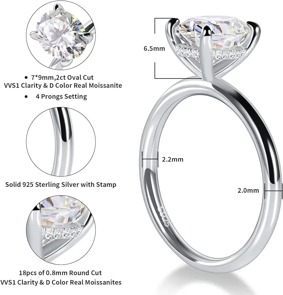 M-JAJA 1-3ct Moissanite Engagement Ring for Women Oval Cut D VVSI Diamond Wedding Band Bridal Sets S925 Silver Solitaire Ring