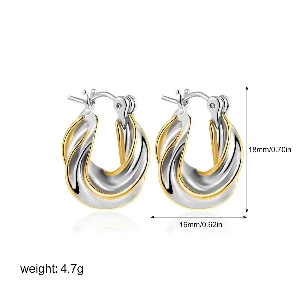 Stainless Steel Mix Color PVD Round Tube O-Shaped Hoop Earrings for Women Vintage Zircon Huggie Ear Ring Waterproof Jewelry Gift