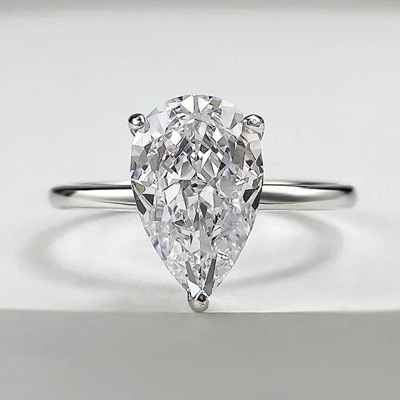 TFGLBU Teardrop Moissanite Rings Oval Cut 1/2/3/4CT Real S925 Sterling Silver Jewelry For Wedding Engagement Ring With Certified
