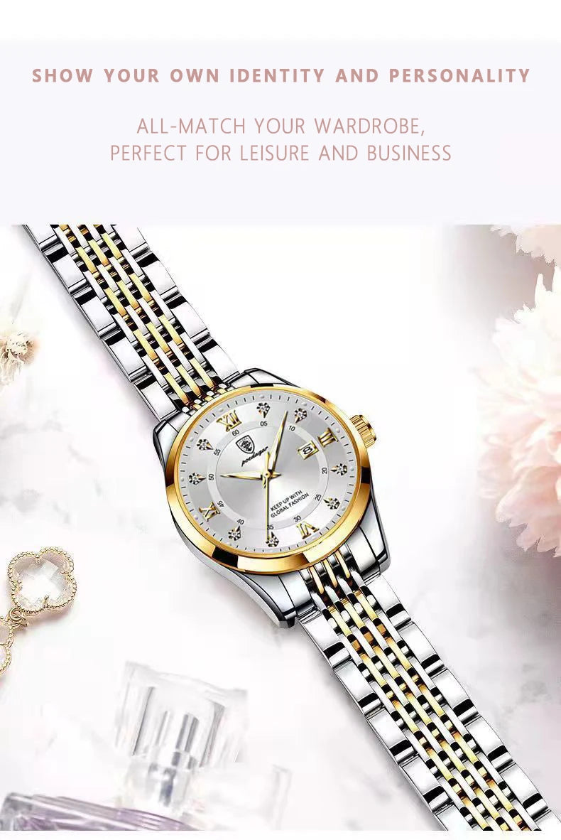 POEDAGAR Women Watches Luxury Fashion Ladies Quartz Watch Waterproof Luminous Date Stainless Stain Wristwatch Girlfriend Gift