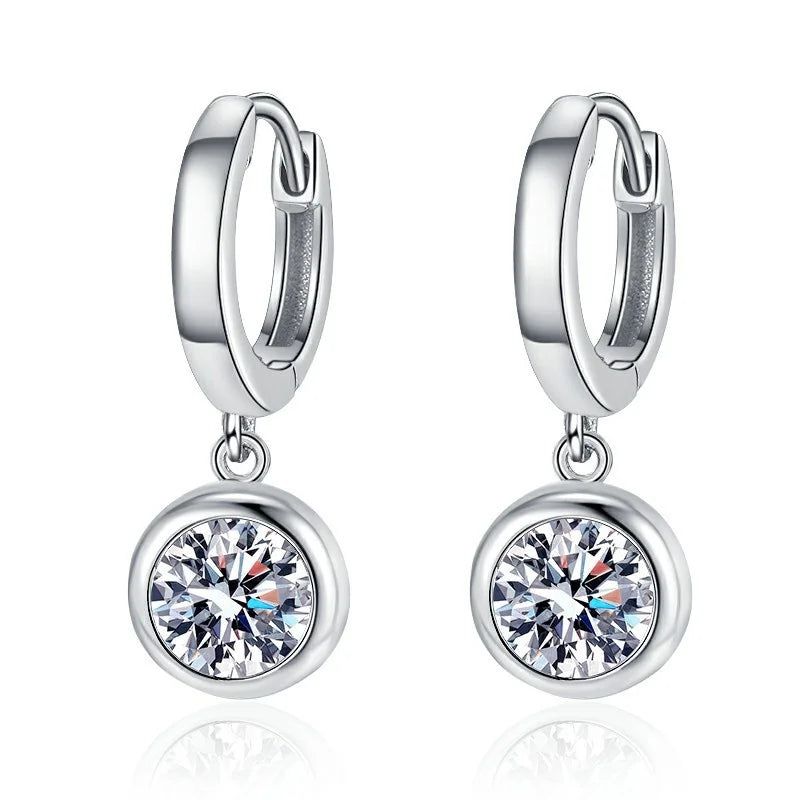 Modern Hoop Earrings for Women Real D Color Moissanite Dangle Huggie Drop Earrings Silver 925 Original Wedding Jewelry for Girl