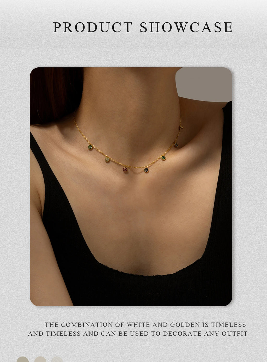 ANDYWEN 925 Sterling Silver Gold Colorful Zircon Crystal Round Flower Charms Pendant Choker Necklace Long Chain Women Fine Jewer