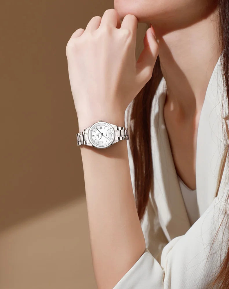 ERNIE KLEIN Women‘s Watches Simple Luxury Fashion Elegant Female Wristwatch Waterproof Luminous Date Exquisite Gift for Girl