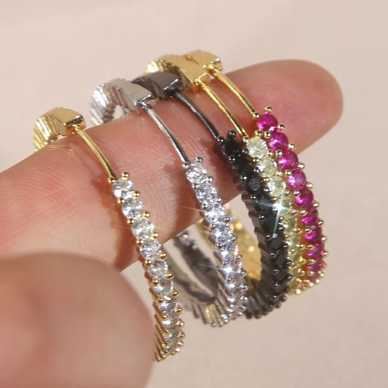 5 Color 20MM 40MM Two Sized Huggie Hoop Earring Yellow Red Whit Black Cubic Zirconia Classic High Quality Fashion Women Jewelry