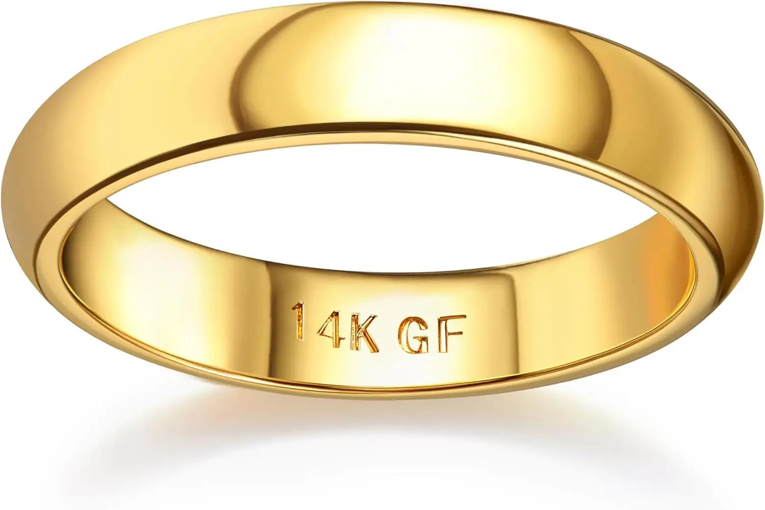 14K Gold Plated Ring for Women Men Thick Thin Pinky Thumb Ring Wedding Band Ring Non Tarnish Plain Domed Comfort Fit Size 6 -10