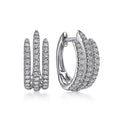 Huitan Simple Stylish Lines Hoop Earrings for Girl Small Circle Exquisite Cubic Zirconia Silver Color Earrings Statement Jewelry