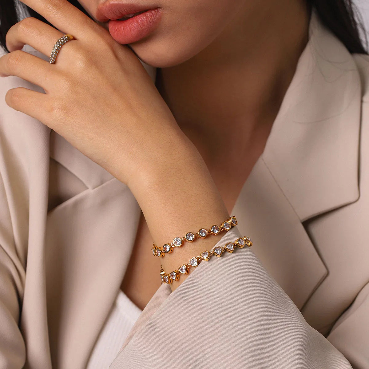 Ars Dainty Tennis Bracelet 18k Gold Plated Chain Bracelets Stainless Steel Bracelet Multi Zircon Bracelets Jewelry Gift for Her