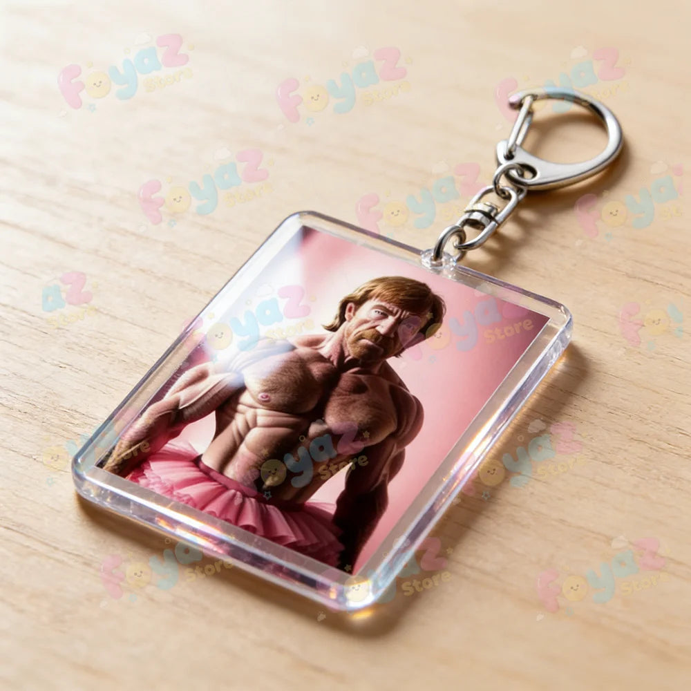 Funny Chuck Norris Actor Keychains for Accessories Bag Charm Meme Keyrings Jewelry Friends Birthday Gifts