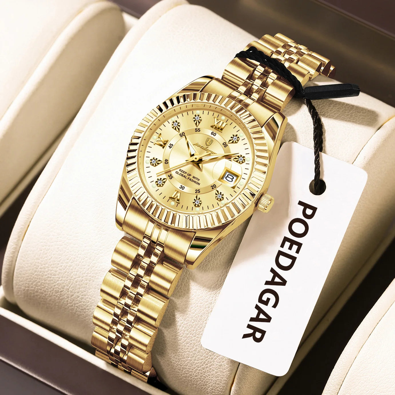 POEDAGAR Fashion Women's Wristwatch Waterproof Luminous Date Elegant Ladies Watches Stainless Steel Quartz Watch For Women Reloj