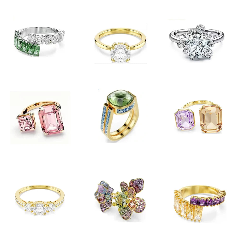 New flower pink crystal accessory romantic jewelry ring holiday party gift