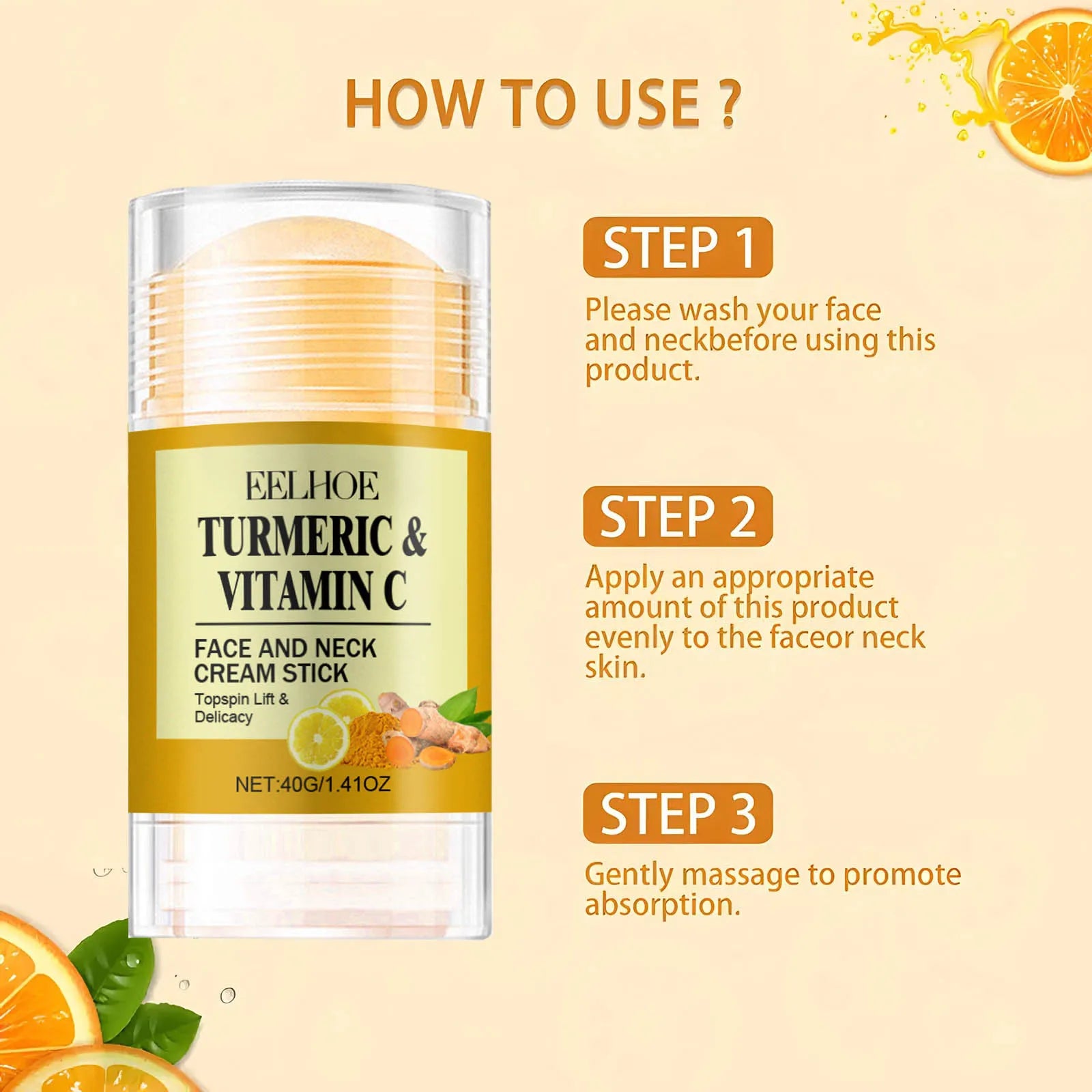 Turmeric&Vitamin C Neck Facia  Care Wrinkle Lines Lifting Whitening Tighten Double Chin Anti-age Rejuvenation Skin Care Product