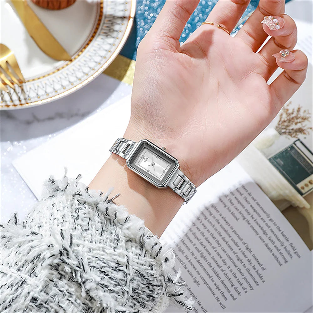 Ladies Simple Watch Fashion Rectangle Gold Quartz Watches Luxury Stainless Steel Waterproof Women's Dress Clock Gift Wristwatch