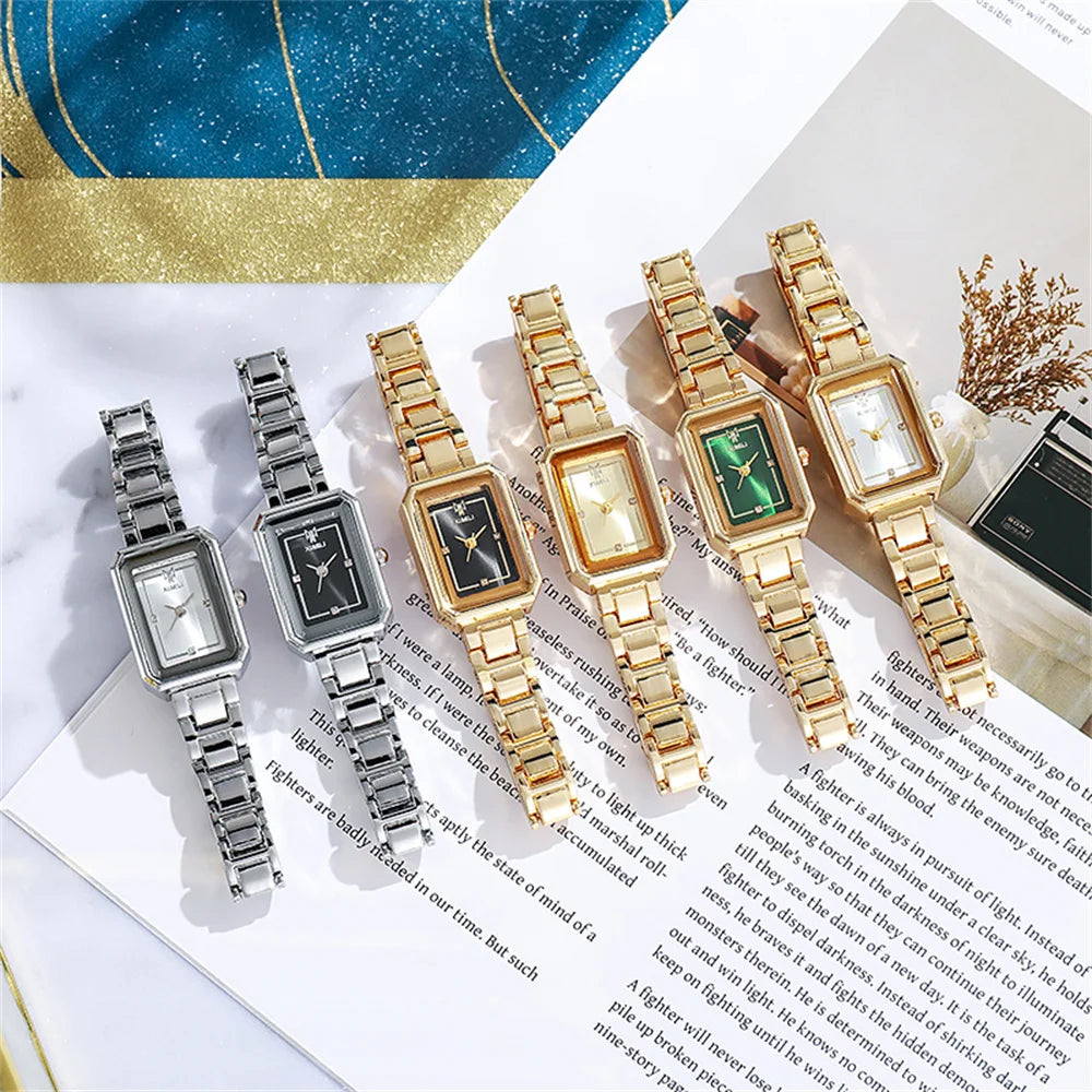 Ladies Simple Watch Fashion Rectangle Gold Quartz Watches Luxury Stainless Steel Waterproof Women's Dress Clock Gift Wristwatch